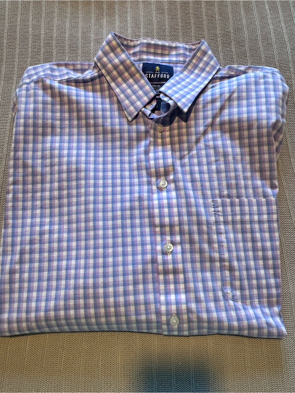 Stafford Men’s Lavender/Blue Check Dress Shirt